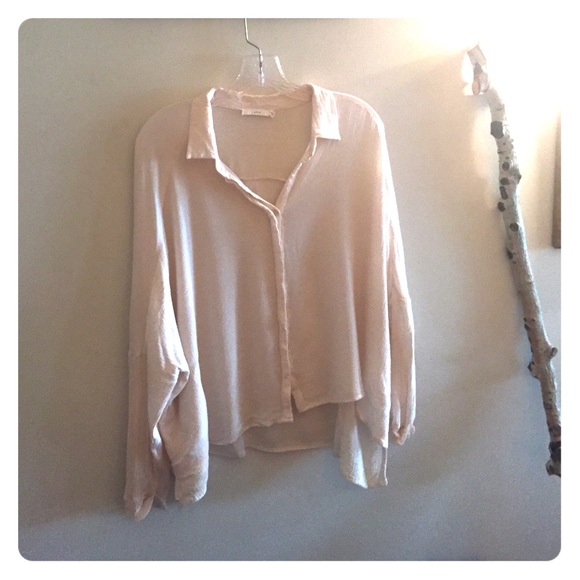 Light Cream Sheer Collared blouse