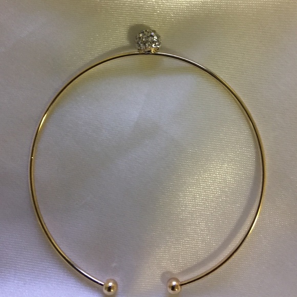 Gold toned bangle with rhinestones accent - Picture 2 of 3