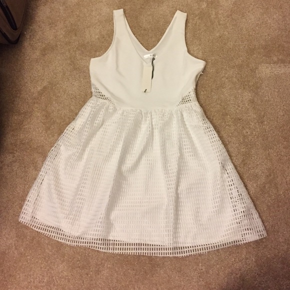 nine britton Dresses & Skirts - Ivory Perforated Fit and Flare dress