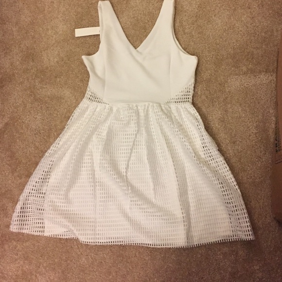 Ivory Perforated Fit and Flare dress - Picture 2 of 3