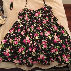 Black Floral Halter Dress