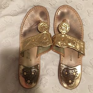 Jack Rogers gold Hamptons Classic sandals
