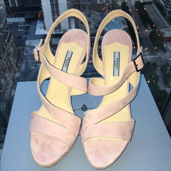 Authentic Prada Camoscio Heels, in shade Alabastro