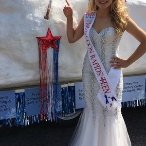 White Beaded Mermaid Gown