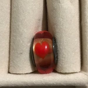 Orange Heart Glass Pandora Bead