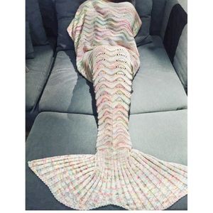 SOLD OUT! Cream/Rainbow Mermaid Tail Blanket