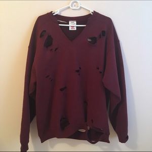 Distressed Vintage Wilson Maroon Sweatshirt