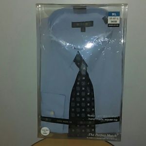 Men's blue long sleeve  dress shirt with matching