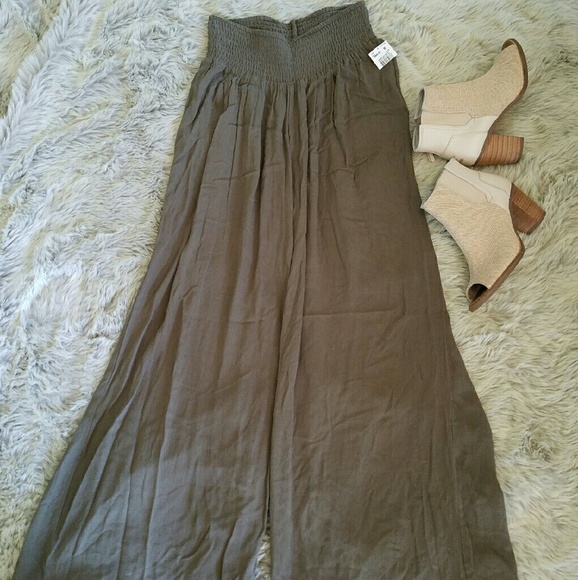 Olive Linen Palazzo Maternity Pants