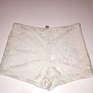 White sequin shorts