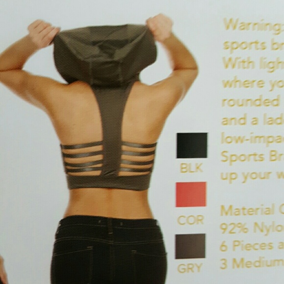 NWT-. Hooded Caged Sports Bra- GRAY - Picture 2 of 4