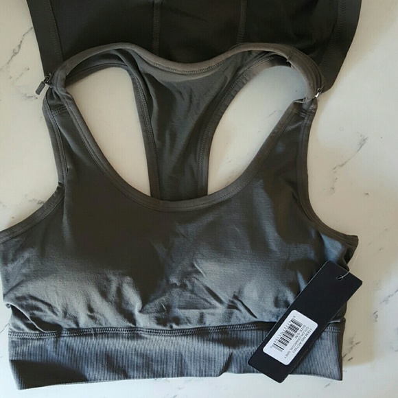 NWT-. Hooded Caged Sports Bra- GRAY - Picture 3 of 4
