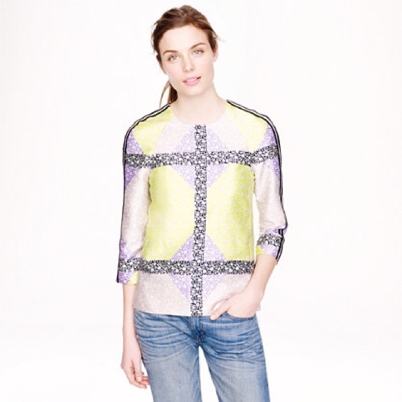 J. Crew Collection Silk Windowpane Top