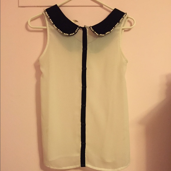 Truth NY beaded collared sheer blouse, sz. S - Picture 2 of 4