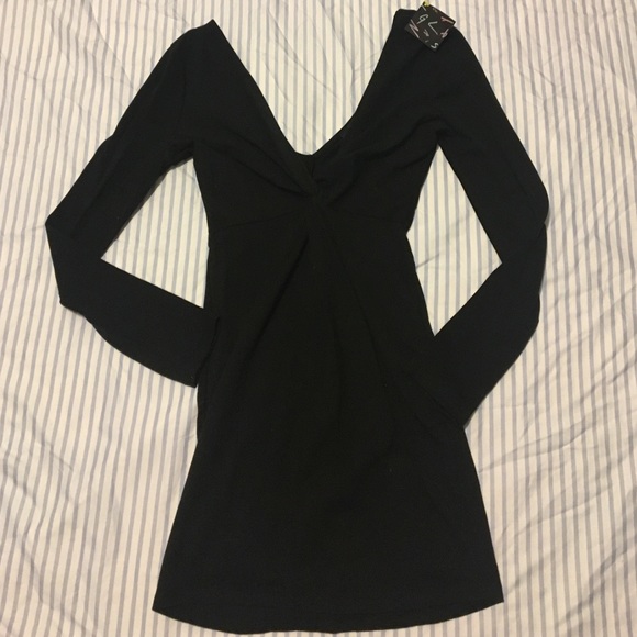 Nasty Gal Plunge Black Bodycon Dress Size S