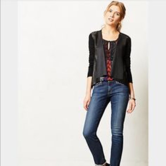 Anthropologie Faux leather panel cardigan, sz S