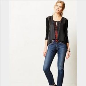 Anthropologie Faux leather panel cardigan, sz S
