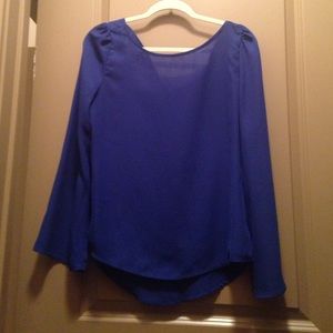 Blue blouse with cross cross back