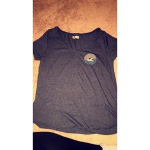 Hollister Slate Gray V-Neck Short Sleeve