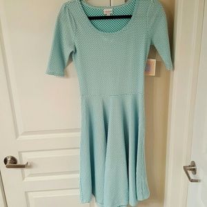 NWT Lularoe Nicole Dress Blue and White