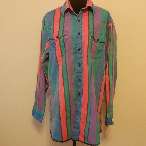 Vintage Tops - Vintage early 90s wranglers button up x long tails