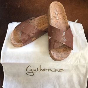 Anthropologie Taupe Patent Leather Sandals