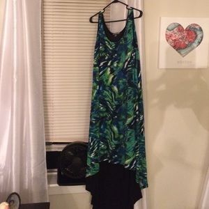 Topical Rainforest like printed Hi-Lo dress