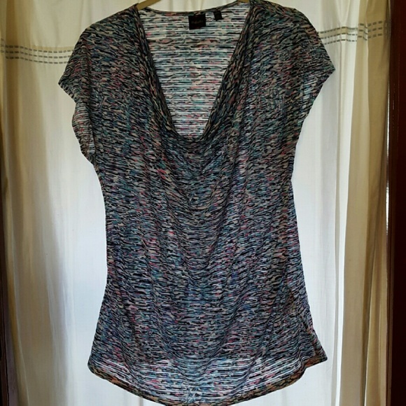Sheer draped neck top