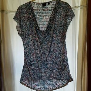 Sheer draped neck top