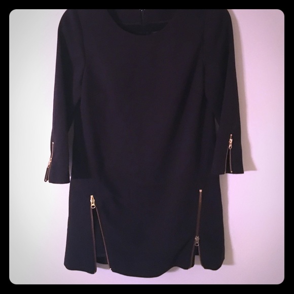 J Crew short black mini dress-zipper features