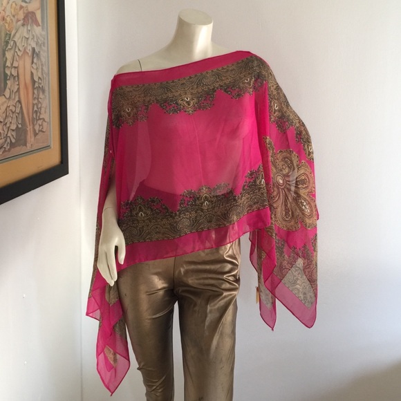 Sheer One Size Poncho Paisley Top Boho Plus Size