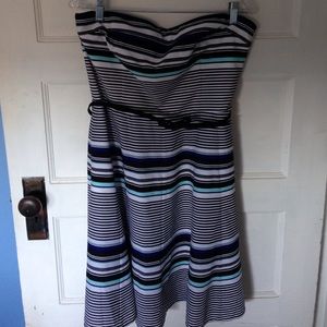 WHBM striped strapless dress
