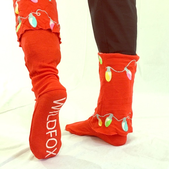 Red Wildfox Holiday Light Up Glow Socks