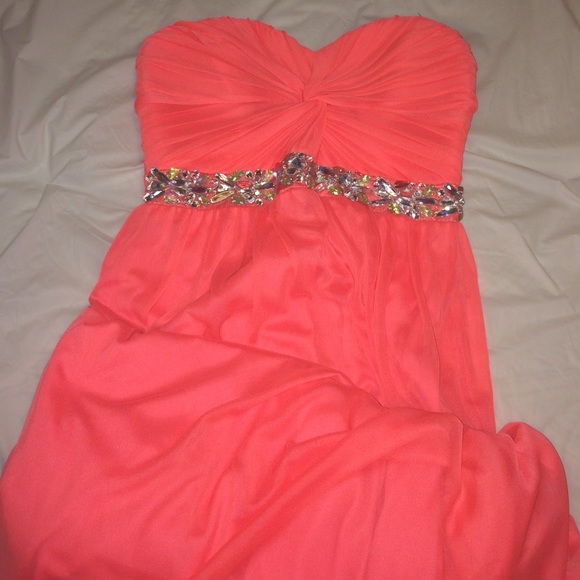Bright orange prom dress