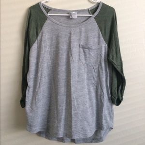 Olive green h&m baseball tee