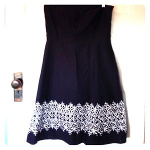 Ann Taylor loft blue strapless dress