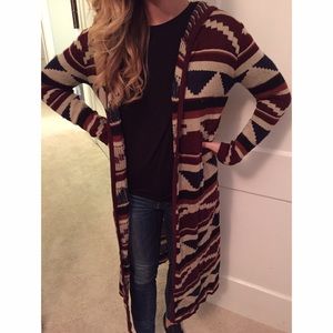 Hooded long sweater