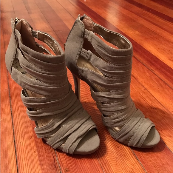 BCBG Generation Open-toe Strappy Booties in Gray