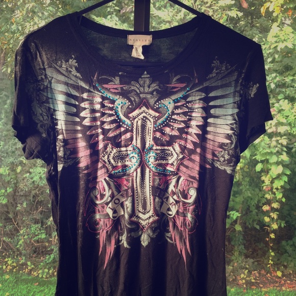 Black t-shirt w/rhinestones ...