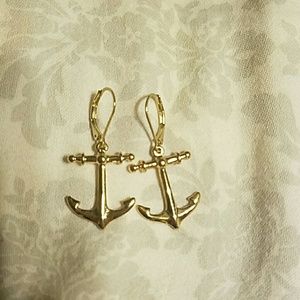 New never worn gold anchor earrings