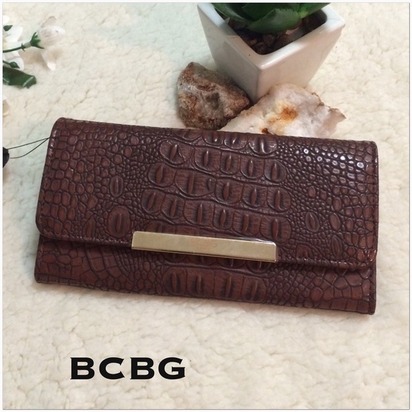 BCBG Handbags - BCBG Faux Crocodile Trifold Wallet - NWT