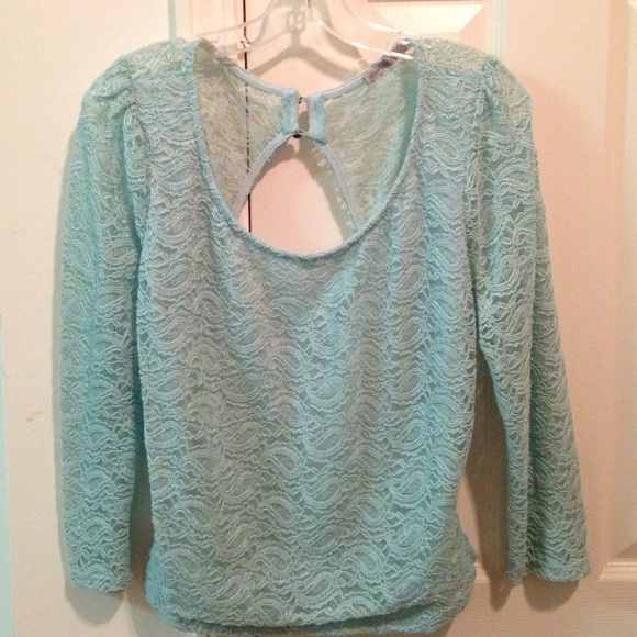 Charlotte Russe lace open back shirt