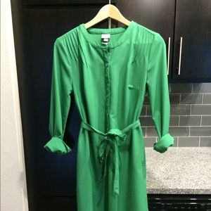Green Button Down Dress, xs