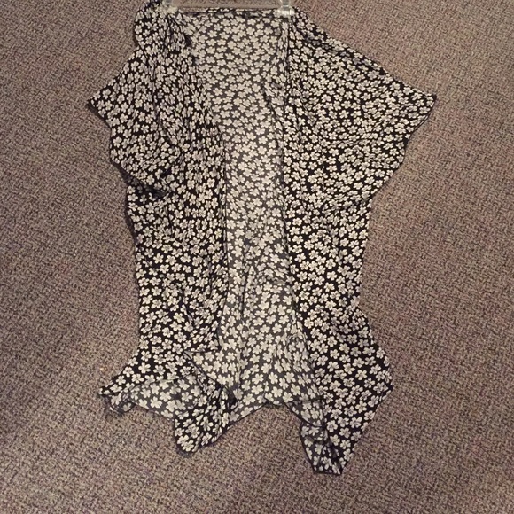 A long, flowery cardigan.