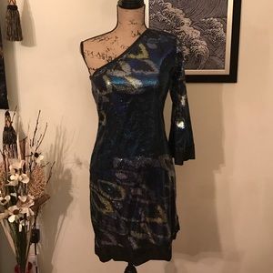 HALE BOB sequined one-shoulder mini