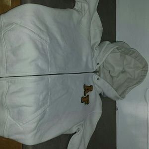 A&F white zip up hoodie.