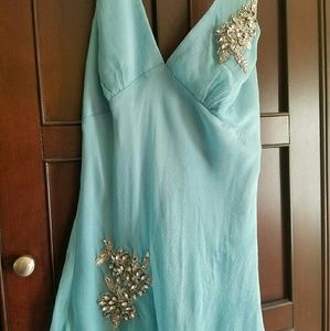 Silk halter top with sequins and crystal detail