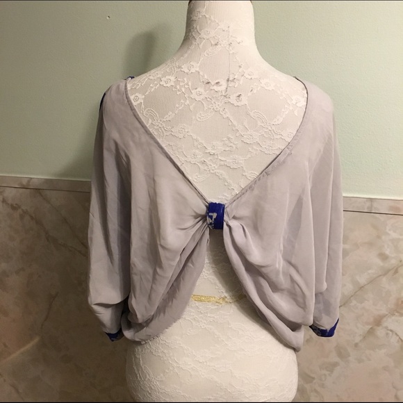 Charlotte Russe Tie Dye Bow Back Open Shirt S - Picture 3 of 4