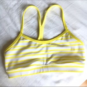 Lululemon Yellow Striped Flow Y Sports Bra