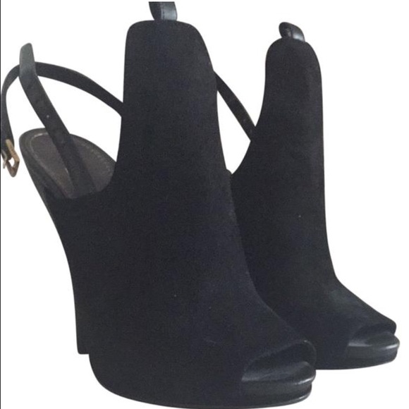 Gucci Jane Open-Toe High-Heel Suede Booties - Picture 1 of 2